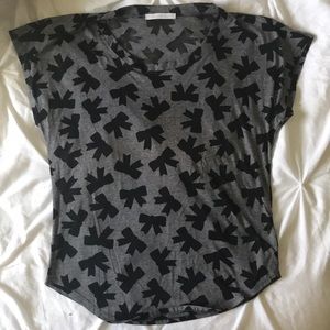 Charlotte Russe Black and Grey Bow Tee